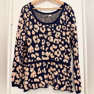 Anthropologie Sweaters (Anthro) Moth Peplum Sweater | Color Blue/Cream | Size XL